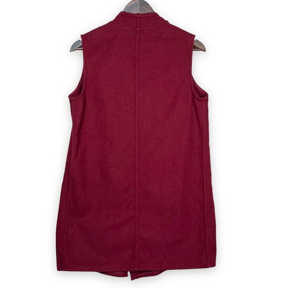 Stradivarius Sleeveless Oversized Open Cardigan Women Size‎ S Red Pockets - Picture 10 of 10